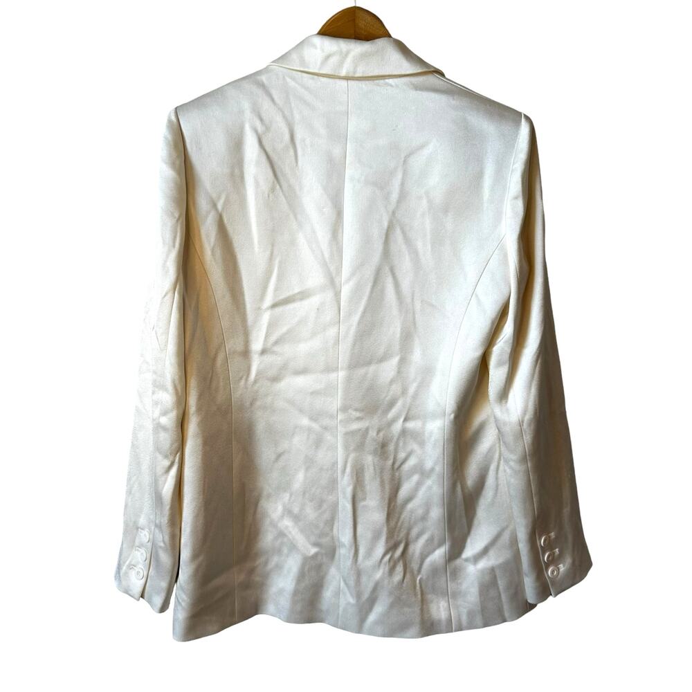 Alice + Olivia New Womens Denny Satin Boyfriend Single Breasted Blazer Ecru 4 - Picture 5 of 10
